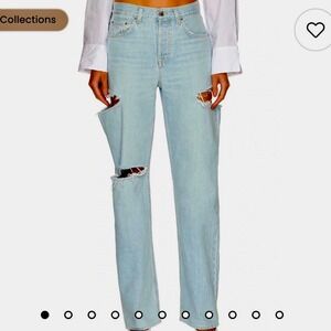 GRLFRND Bella Light Wash High Waist Distressed Ripped Cut Out‎ Jeans Women Denim